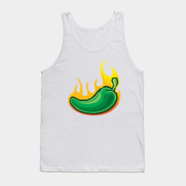 Jalapeno Pepper of Flaming Pixels for Hot Mexican Food Lover Tank Top by PerttyShirty